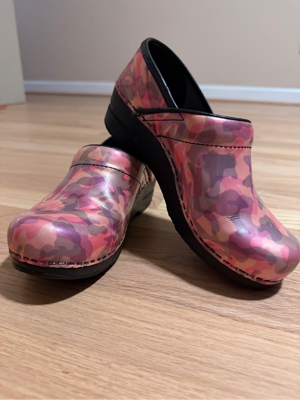 Sanita Pink Camouflage Clog Mules